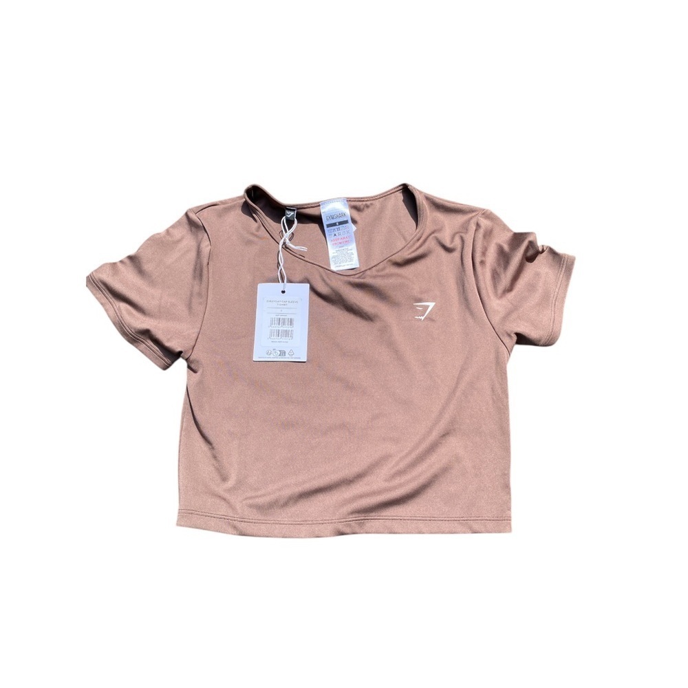 NWT Gymshark Tan Short sveryday  Cap sleeve t shirt size small